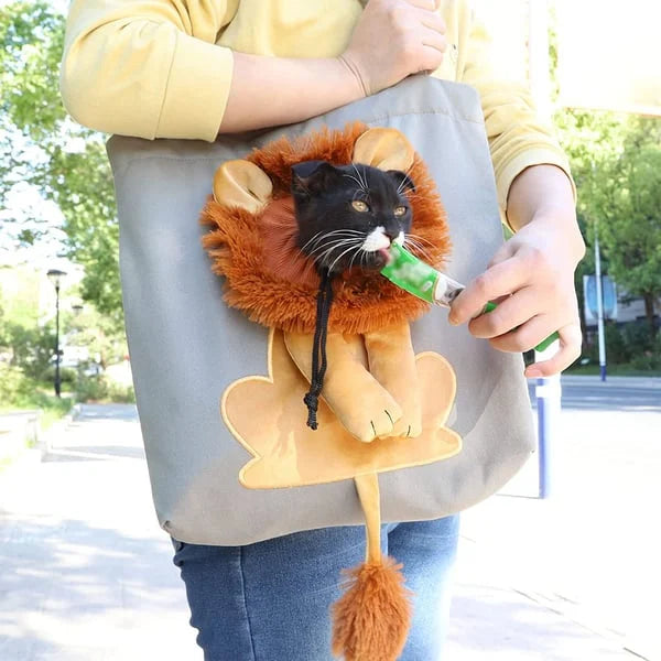 Lion-Shaped Pet Canvas Shoulder Bag